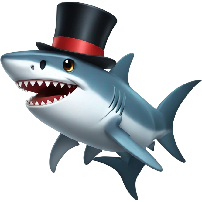 Shark with a top hat emoji