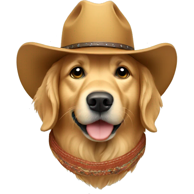 golden retriever wearing cowboy hat emoji