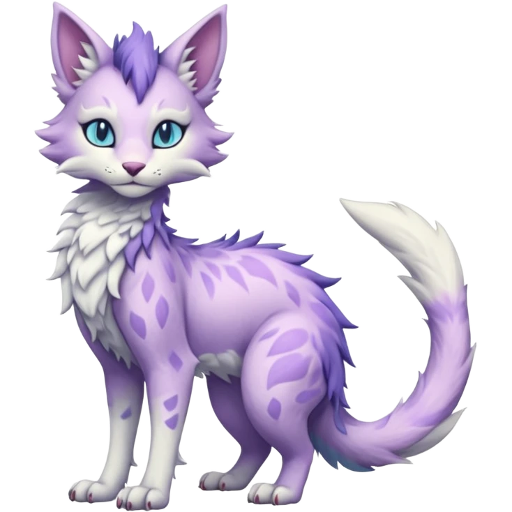 Kawaii divine pastel elegant beautiful realistic edgy fantasy feline-vernid-sergal-fursona animal creature with a tufted tail full body with intricate markings  emoji