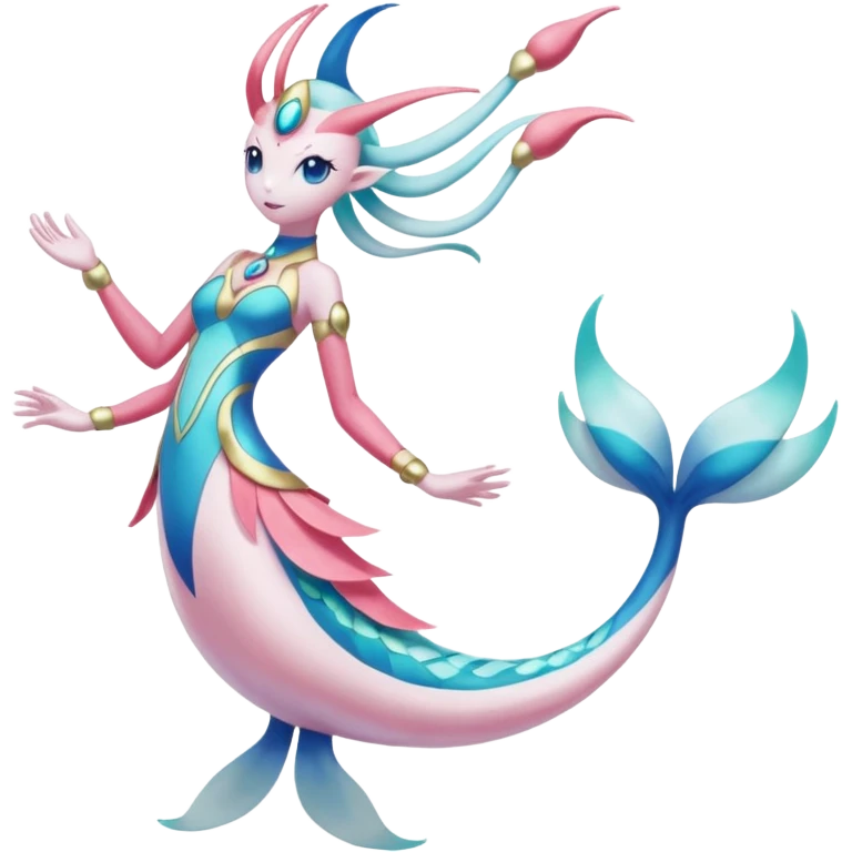 Primarina-Meloetta-Cresselia-Milotic-Amaura-Pokémon-Fakémon-fusion, full body emoji