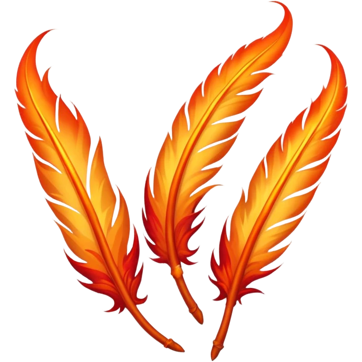 3 Phoenix feathers that are the same size on fire emoji