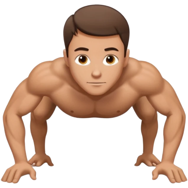 White man short brown hair doing pushups  emoji