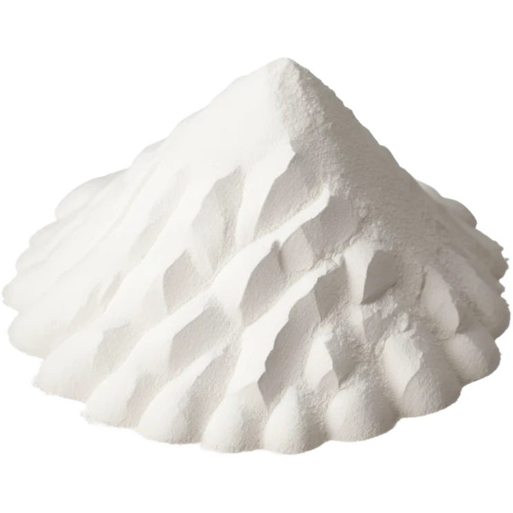 loose fine pile of ultra-white chalky powder with soft airy texture and slightly uneven natural edges matte bright surface mineral origin emoji