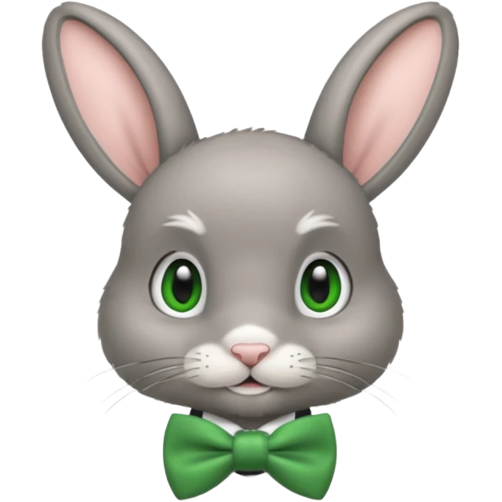 grey bunny with green bowtie emoji