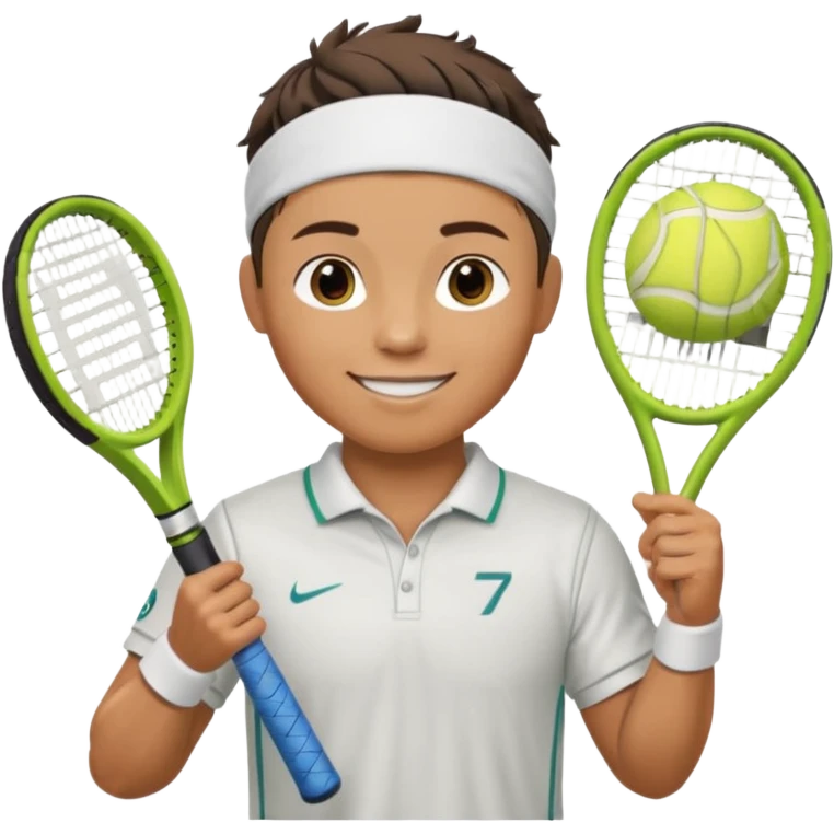 ronaldo half body with head band,half body, tennis racket emoji