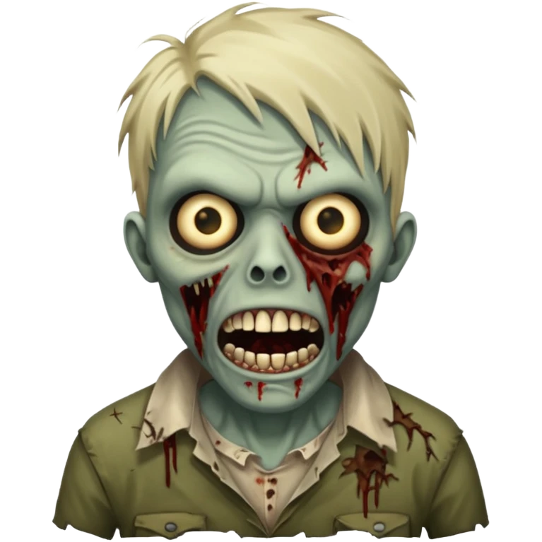 Walking zombie, tattered clothes, scary expression, realistic horror, no background





 emoji