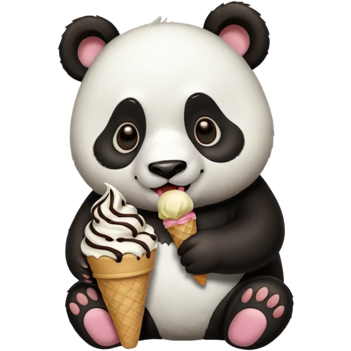 Panda eating ice cream emoji