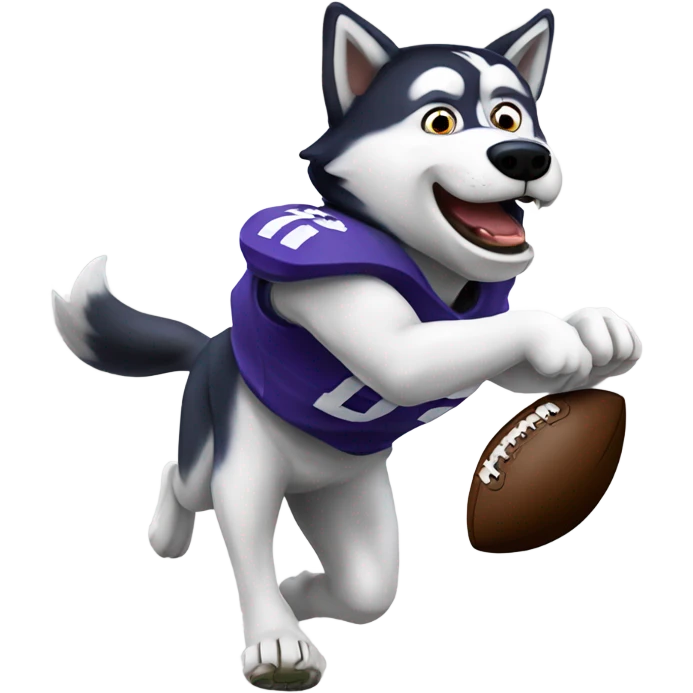 Harry the husky throwing a touchdown  emoji