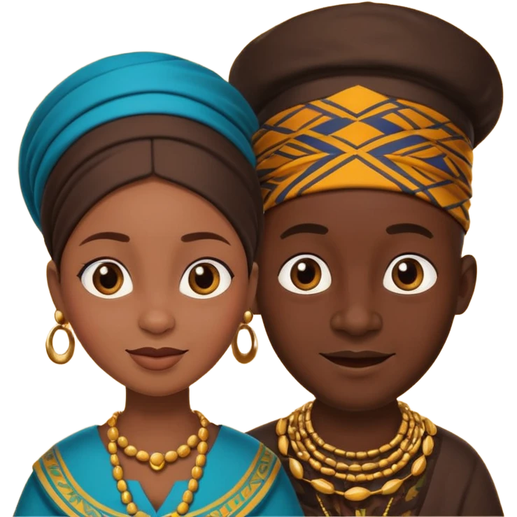 African parents, lively expressions, cultural details, playful toon style emoji