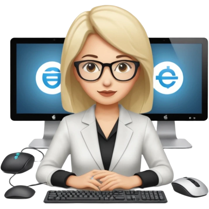 a woman developer in a meeting on a table, with others developers, in the background a mainframe computer emoji