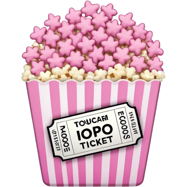 pink popcorn with 2 movie tickets emoji