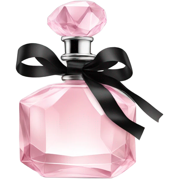 light pink crystal perfume bottle with black ribbon display emoji