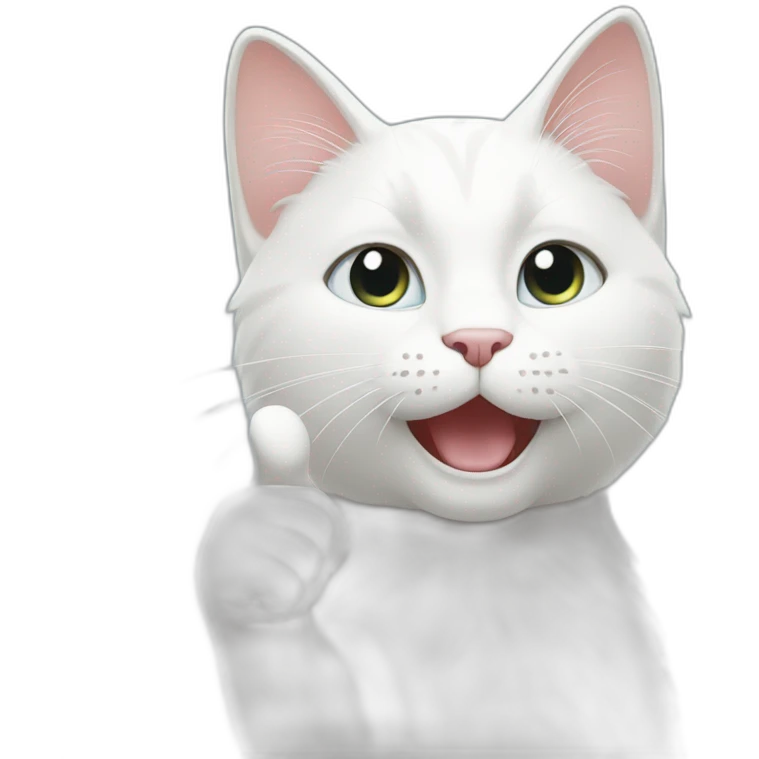 White cat gives a thumbs up emoji