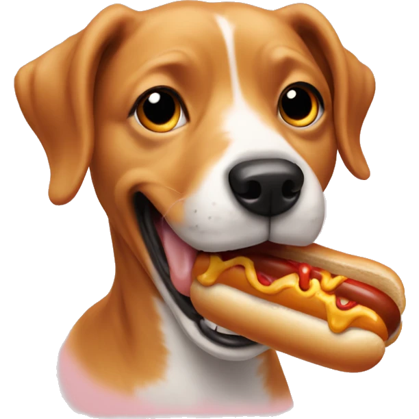 Dog eating hotdog emoji