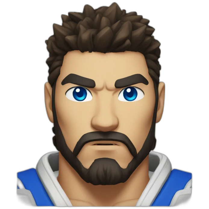 Street fighter Ryu with blue eyes and beard emoji