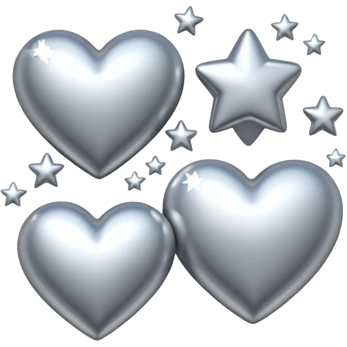 Silver hearts and stars emoji