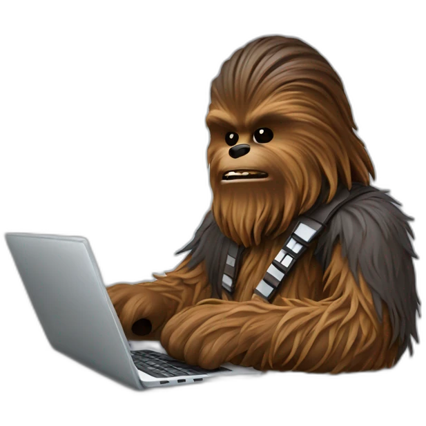 wookie typing on laptop emoji