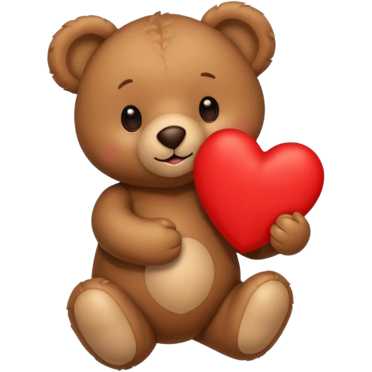 brown teddy bear hold red heart emoji