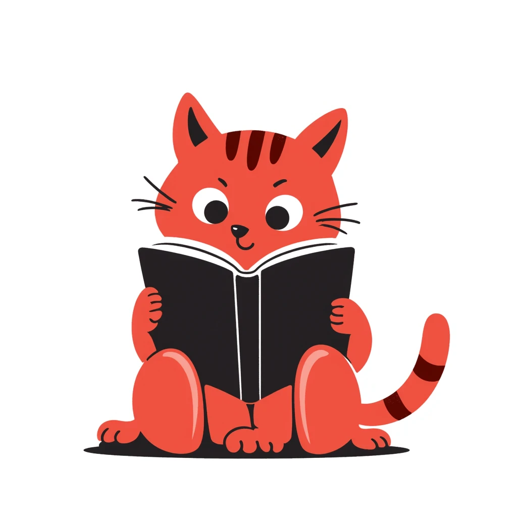 red cat reading a book emoji