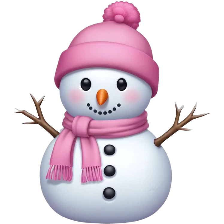 Pink snowman with pink hat and scarf emoji