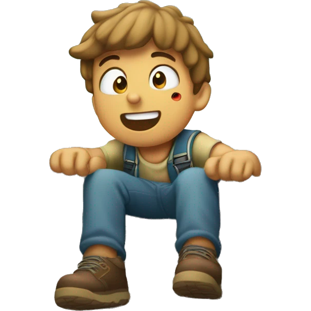 Niño cayendo en un monte muy grande cayendo en un barranque emoji
