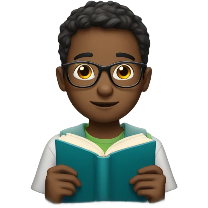 boy wear a glasses with reading a book emoji