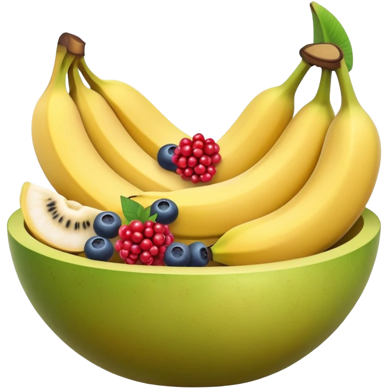 Fresh fruit bowl with berries, banana, and melon emoji