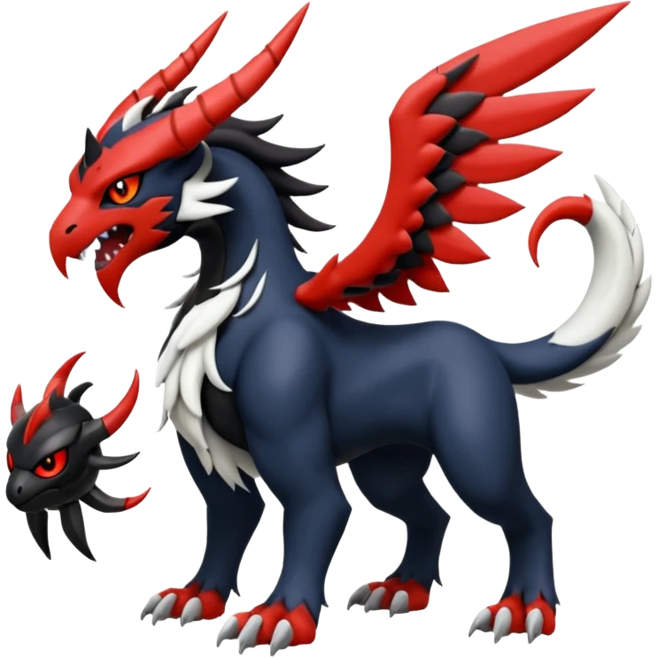 Handsome cool badass edgy Absol-Litten-Guilmon-Giratina-Yveltal-Pokémon-Fakémon-fusion-hybrid-creature emoji