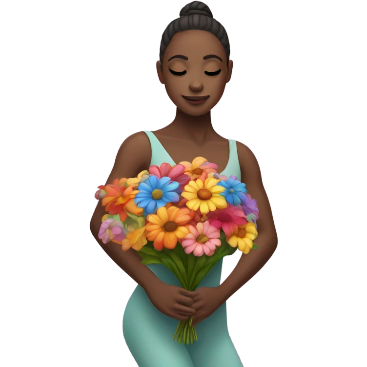 Ballet dancer with flowers in front of the face emoji