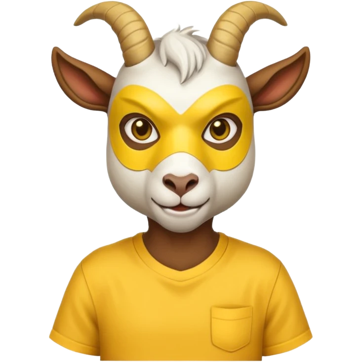 a goat with yellow mask and wearing shirt emoji