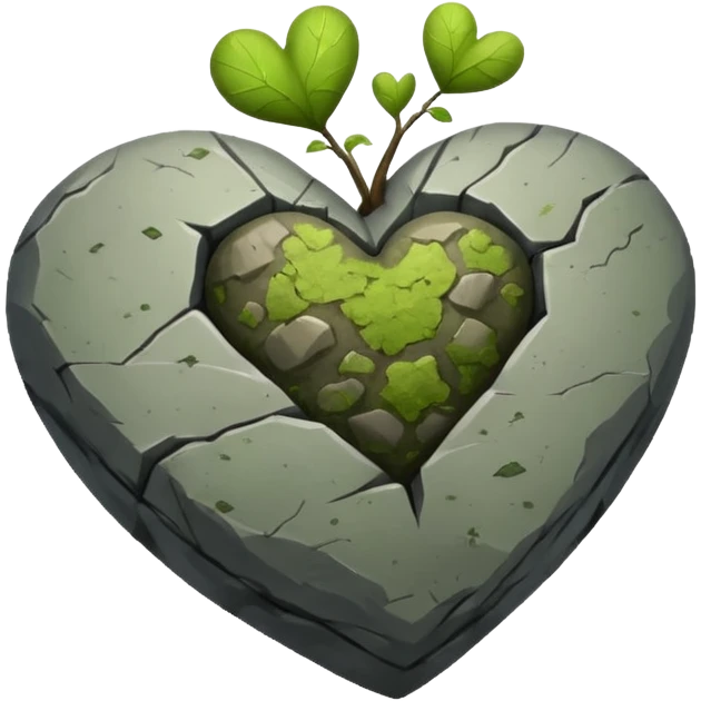 Slightly mossy heart shaped rock emoji
