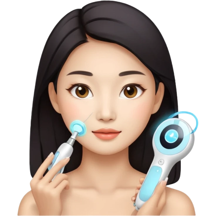 Asian women using facial beauty devices emoji
