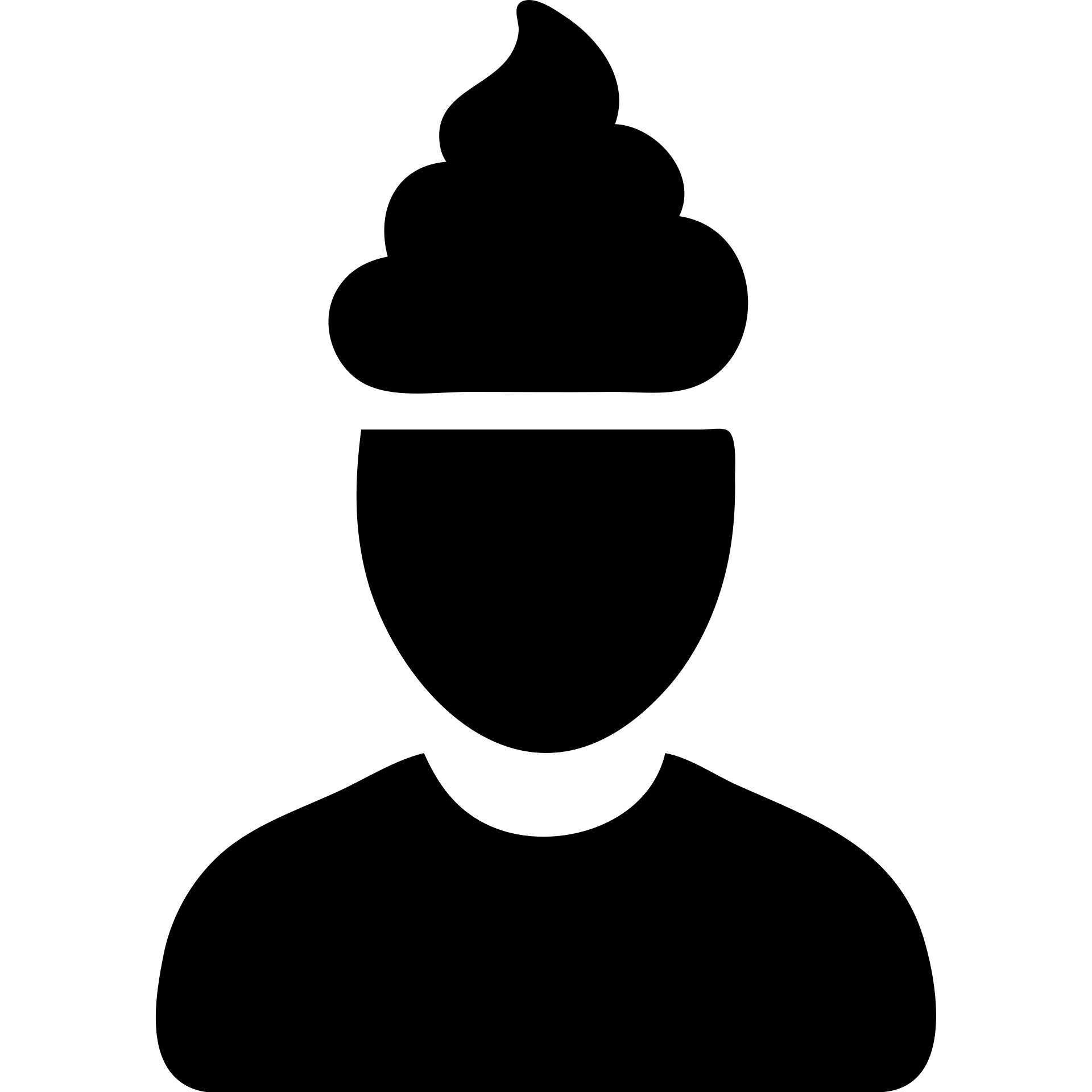 solid black icon of a man with poop on his head emoji
