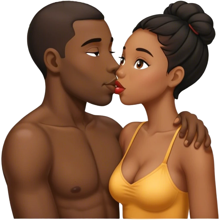 Artsy black guy kissing black girl emoji