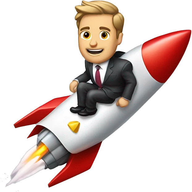business man riding a rocket ship emoji