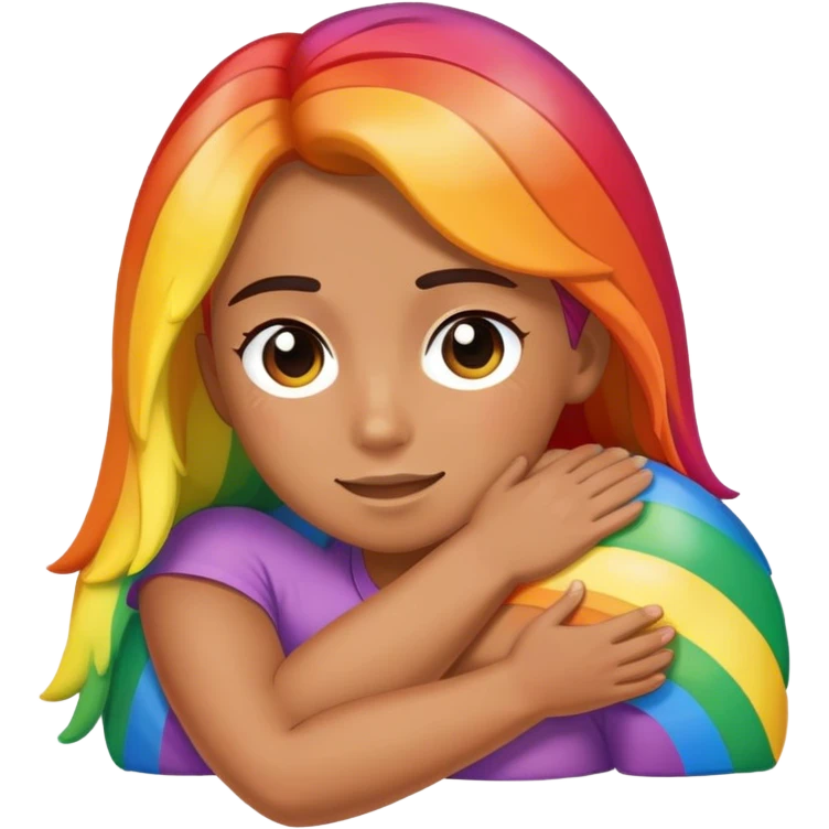 Hugging yourself with rainbow emoji