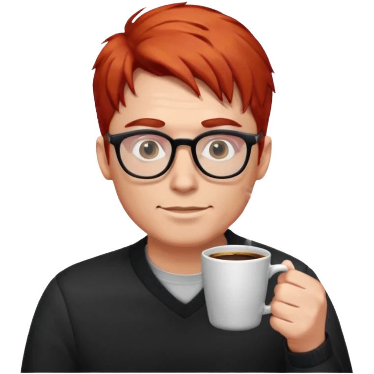glasses red hair man drink coffee emoji