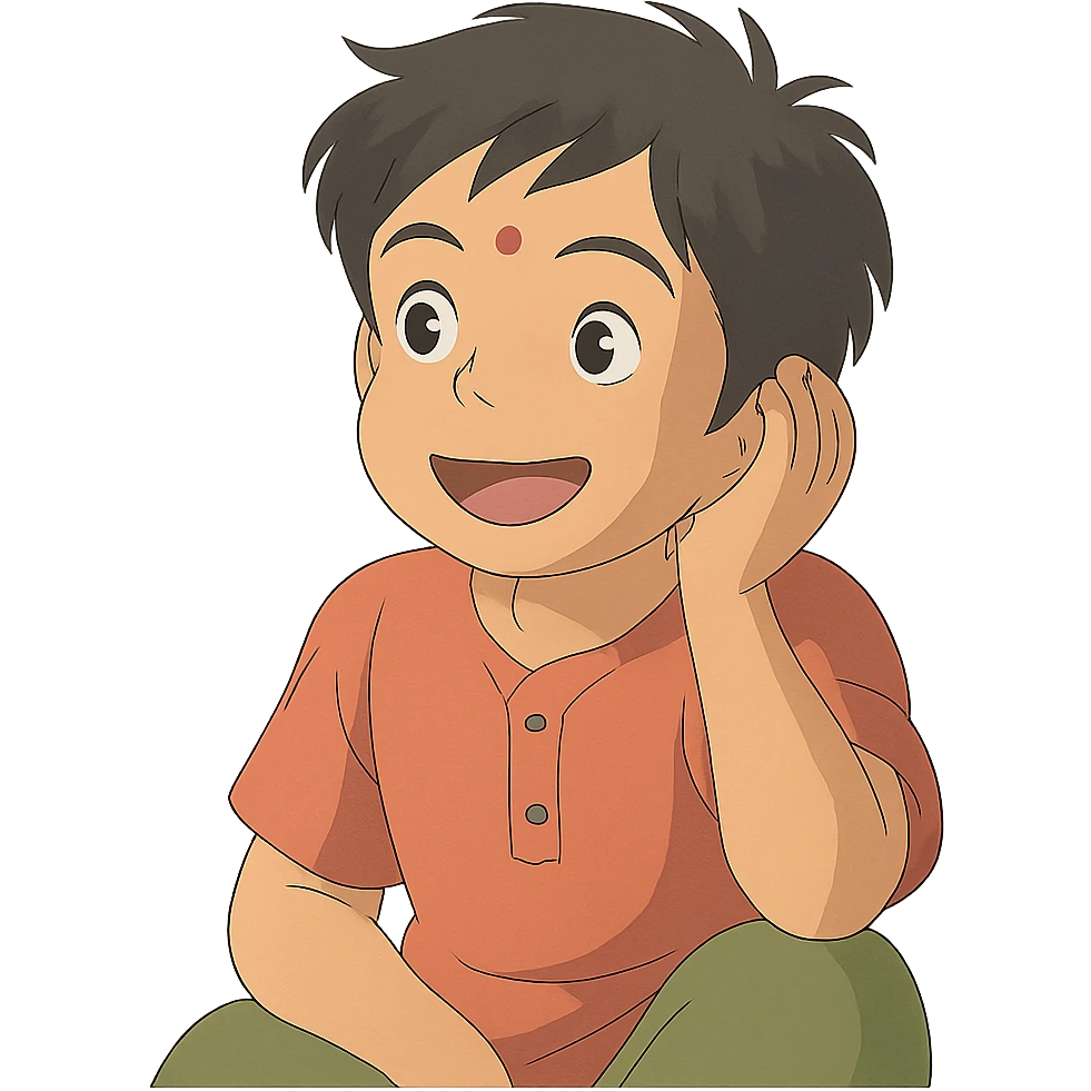 happy Indian kid listening to a story emoji