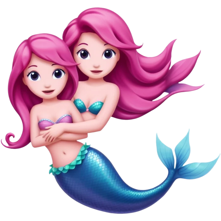 Pink dolphin emoji with ariel mermaid emoji