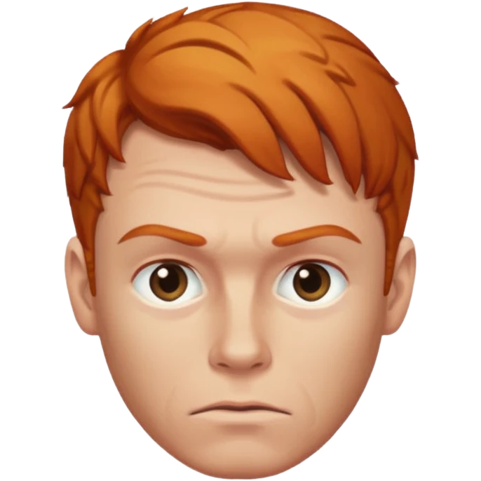 The 🤨 raised eyebrow emoji but with short ginger hair (a man) emoji