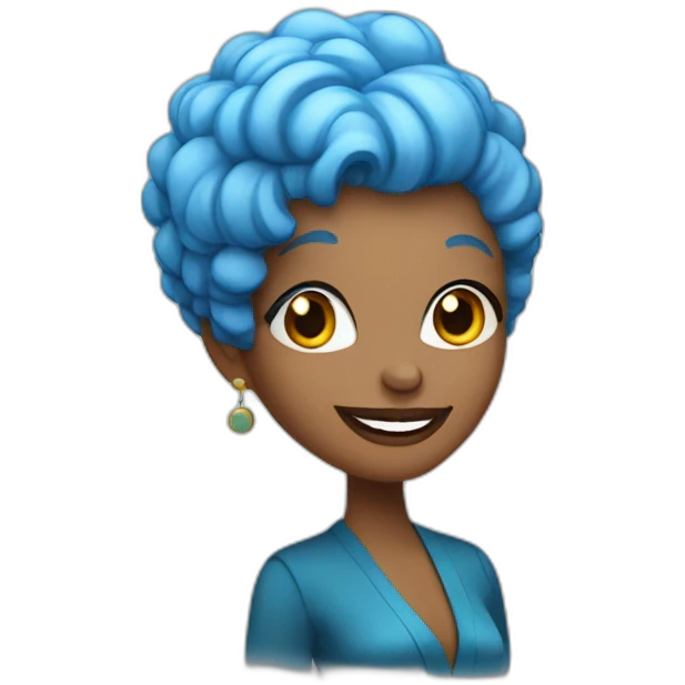 jazz singer with blue hair, woman, 50 years old emoji