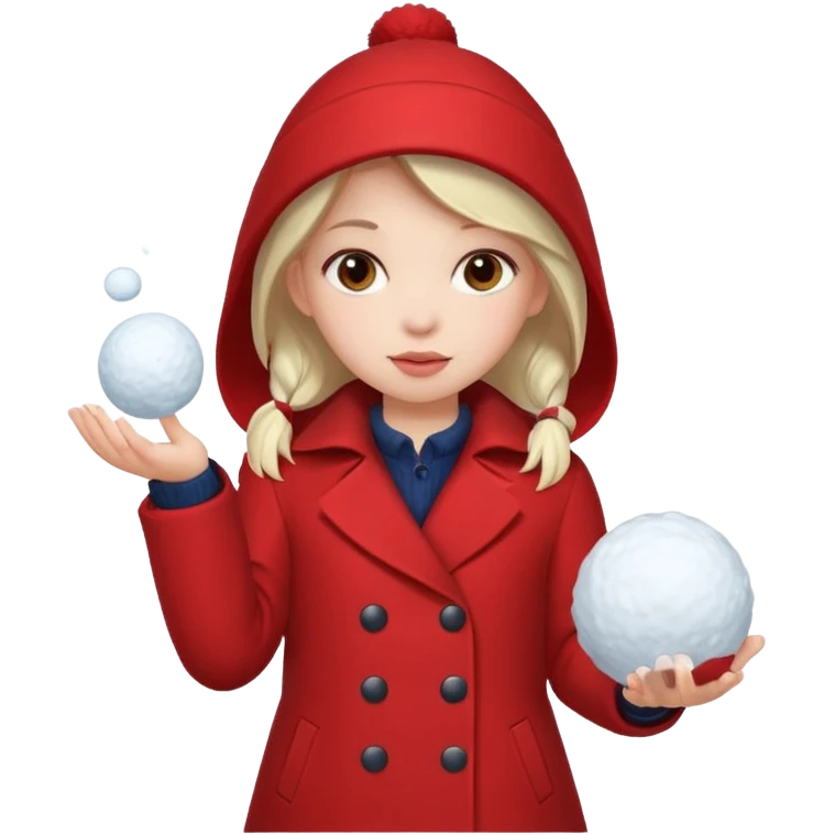 Girl in red with snowball











 emoji