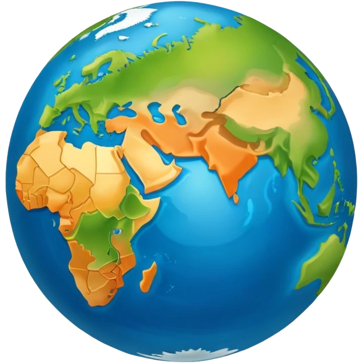 Earth globe with continents arranged in a creative 812 shape, stylized like previous design, iOS emoji style emoji
