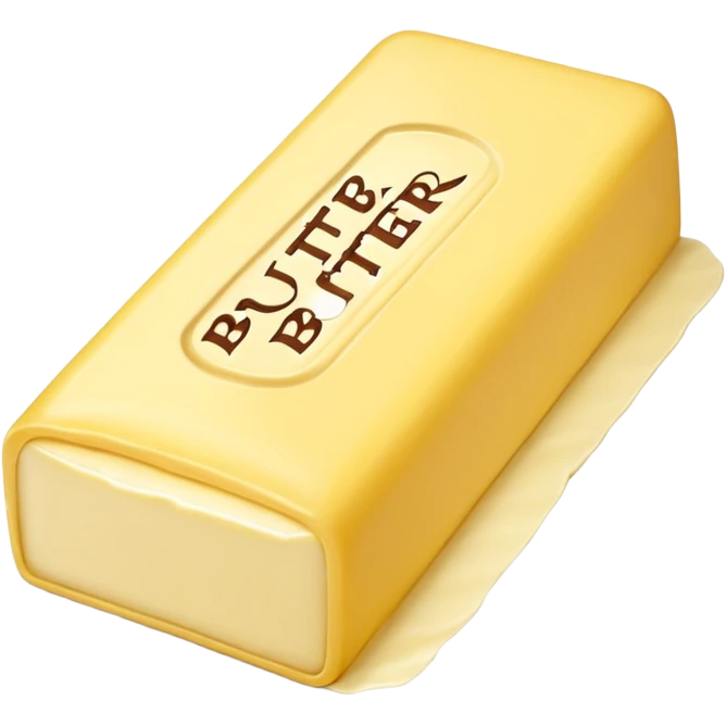 Create an image with butter and text in front that says butter  emoji