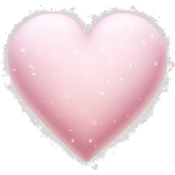 Light pink heart with sparkles snow on top of it emoji