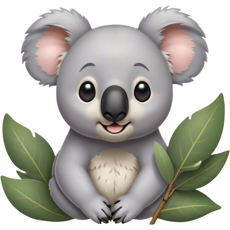 Cinematic Comical Koala Portrait Emoji, Head tilted dramatically with an exaggeratedly amused expression, featuring a quirky grey fur with a comically large black nose and wide, expressive eyes filled with playful disbelief, Simplified yet hilariously expressive features, highly detailed, glowing with a slightly sassy glow, high shine, dramatic yet playful, stylized with an air of cheeky eucalyptus mischief, bright and endearing, soft glowing outline, capturing the essence of a spirited and over‐the‐top koala, so meme‐worthy it feels like it could hug its way into internet fame instantly! emoji