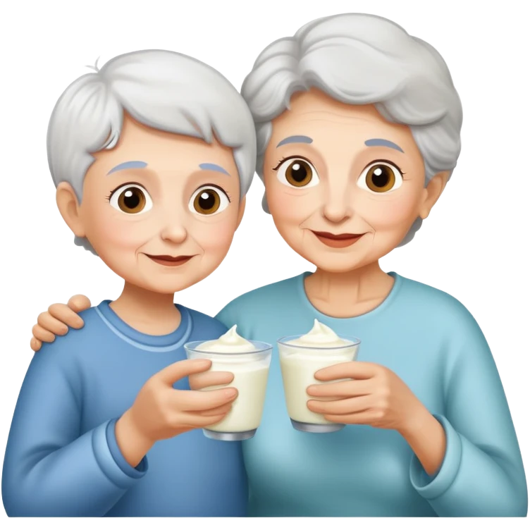 Grandmother offering yogurt to grandson emoji