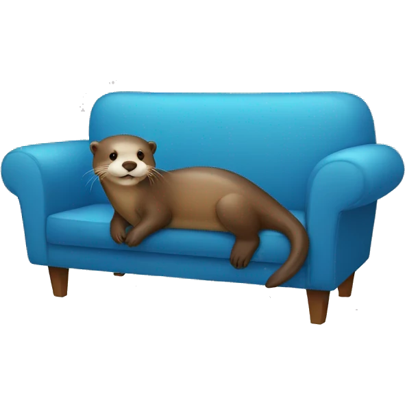 happy otter chilling on a blue couch emoji
