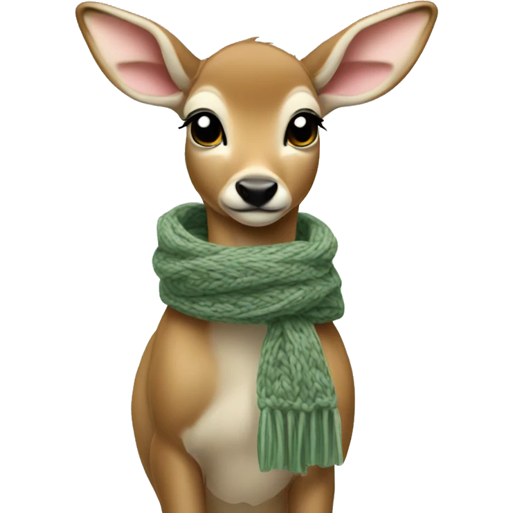 fawn with a Sage green knitted scarf emoji