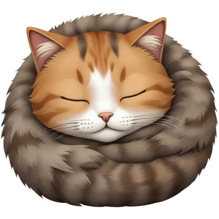 sleeping in brown and grey cat emoji